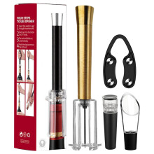 Gold4-teiliges tragbares Nadel-Luftdruck-Weinöffner-Set mit Folienschneider, Vakuumverschluss und Ausgießer Gold