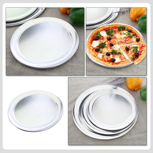 Pizza Baking Pan Oven Aluminum Pizza Plate Silver for Baking 1Pack 2