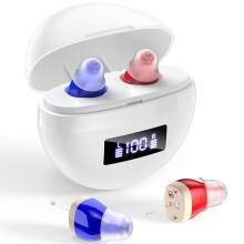 Rechargeable Hearing Aids for Seniors with Noise Cancelling, Invisible In-Ear Amplifier for Adults – Compatible with Charging Case