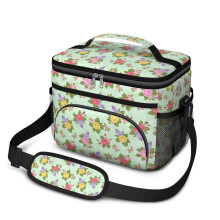 Isolierte Lunchtasche mit Blumenmuster für Damen und Herren – Auslaufsicher, verstellbarer Tragegurt, 25,4 x 17 x 20,3 cm, kompatibel mit