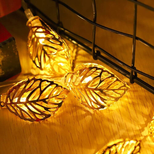 9.8 ft 20-LED Gold Leaf String Lights, Warm White, Battery 2
