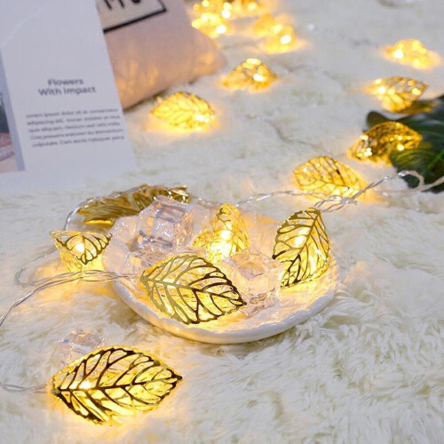 9.8 ft 20-LED Gold Leaf String Lights, Warm White, Battery 1