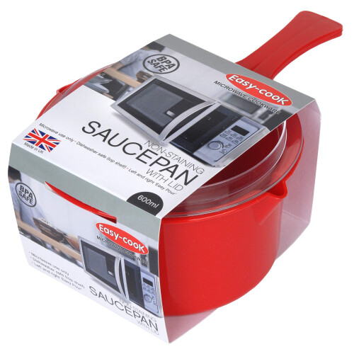 Easycook Microwave Saucepan with Lid 750ML RED 2
