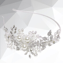 OUNONA Accesorios para el cabello de niña de las flores Diadema blanca 1 pieza Tocado nupcial para mujer Fiesta