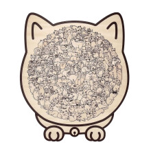 Puzzle in legno a forma di gatto da 135 pezzi per adulti – Colori Macaron/Legno/Morandi, incorniciato con copertura in acrilico, decorazione per la