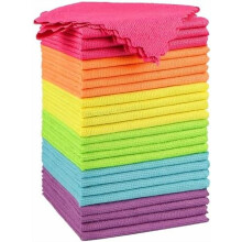 Verpakking van 24 microvezel schoonmaakdoekjes, 30 x 28 cm, zeer absorberend, herbruikbaar, pluisvrij – geschikt voor huishoudelijke, keuken- en