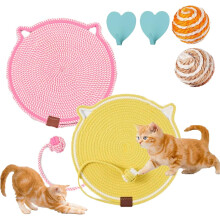 2026 New Dual Scratching Pad for Cats, Cotton Rope Cat Scratching Pads, Large Size Cat Scratching Cat Scratcher Mat with Toy