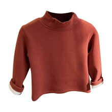 Flickor Långärmade T-shirts Casual Enfärgad Volang Halvpolokrage Mjuk Varm Mysig Tjock Baslager Tröja För Höst Vinter 1-12 År