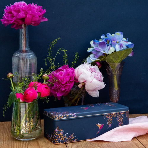Elite Gift Boxes Sara Miller Deep Long Rectangular Dark Blue Bird Tin Tin 1