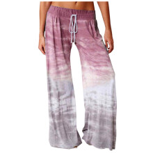 Spodnie damskie, modne, luźne, swobodne, z nadrukiem tie-dye, do jogi, sportowe, długie, do wypoczynku, szerokie nogawki, czerwone