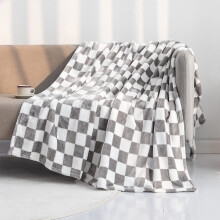 Checkered Flannel Blanket, Black And White Squares Patterns Throw, Bed And Sofa Cover Blanket For Living Room, Dorm, Warm, Lightweight, Cozy(Gray)