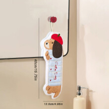 Serviette à suspendre motif teckel, jolie serviette brodée, serviette de cuisine en coton résistant et absorbant, blanche