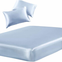 Satin-Bettwäsche-Set Babyblau, 3-teilig, tiefe Taschen