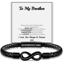 Lederarmband für Männer und Jugendliche – Gravur „Ich liebe dich für immer“ mit Unendlichkeitsknoten, Geschenk für Sohn, Vater, Opa,