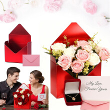 Coffret cadeau Saint-Valentin, boîte pliante rouge pour bouquet de fleurs et cadeaux, boîte en carton portable pour mariages et anniversaires