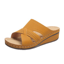 Sandali con zeppa da donna con supporto per l'arco plantare, tacco a zeppa, sandali piatti a punta aperta, ciabatte vintage con ritagli, sandali