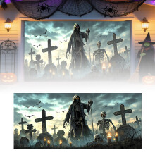 Décoration murale de porte de garage d'Halloween 2,1 x 4,9 m – Chaudron de sorcière, décoration intérieure/extérieure, bannière pour fête