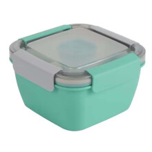 Boîte à salade légère de style japonais, boîte bento à double compartiment (verte, 1 pièce), portable et fraîche – Idéale pour les