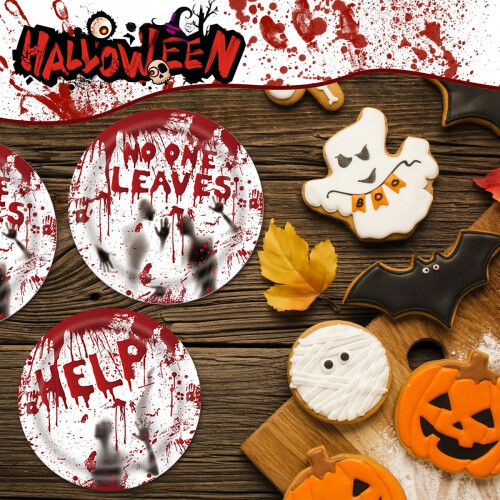 Χάρτινα πιάτα για Halloween για διακόσμηση πάρτι Halloween, σκεύη μιας χρήσης για πάρτι 1