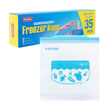 WRAPOK Zip Lock Freezer Bags Large Food Bag Plastic Ziplock Storage Reusable Bag for Kitchen, 11 x 10.6 Inch - 35 Count