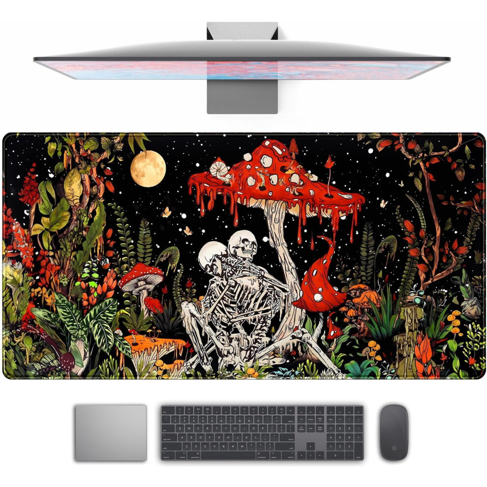 Tarot Mushroom Skeleton Xl Gaming Mouse Pad 31.5X15.8in, Stitched Edges, Compatible With All Mice 9130661693363