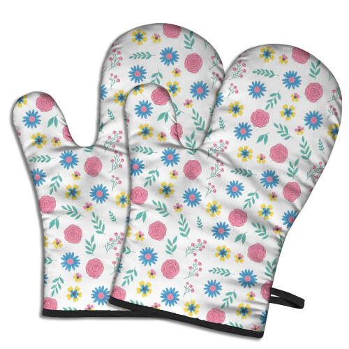 Ofenhandschuhe mit Blumenmuster, 2er-Pack, 19,5 x 30,5 cm