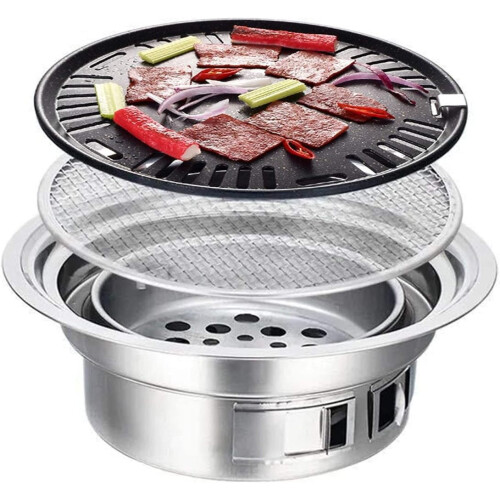Μεγάλη κορεάτικη ψησταριά BBQ με κάρβουνο - Φορητή ψησταριά για κάμπινγκ και 2