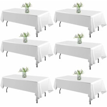 Hvid polyester rektangulær dug 60 x 102 tommer 6-pak