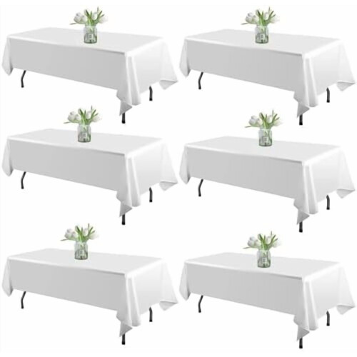 Vit rektangulär polyesterduk 60x102 tum 6-pack