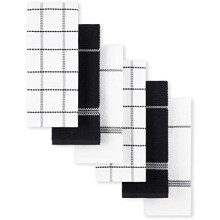 Conjunto de 6 toalhas de cozinha 100% algodão com textura waffle e felpuda