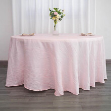 120" Blush Accordion Crinkle Taffeta Round Tablecloth Decoration