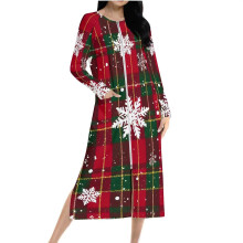 Camisola feminina de Natal xadrez com bolsos, modelo folgado com zíper, roupão de manga comprida – tamanhos P a 2GG, diversas cores.