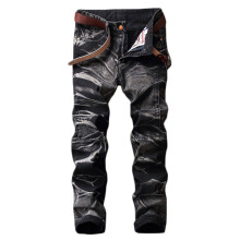 Jean Pants For Men Button Washed Tie-dye Overalls Outdoor Skinny Full Length Jeans With Pocket