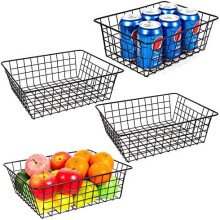 Pantry Baskets Pantry Organization and Storage 4 Pack Large Wire Baskets for Organizing Pantry Storage Bins Metal Wall Hanging Basket