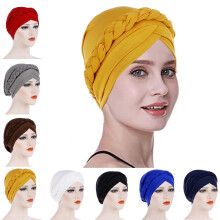 Turbante da donna in morbida seta di latte, hijab intrecciato a tinta unita e cuffia per chemioterapia – Compatibile con l'uso quotidiano e la cura