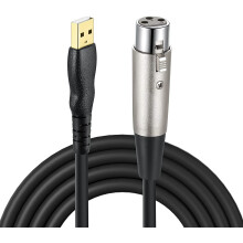USB Male to XLR Female Mic Cable Adapter – Studio Audio Cable for Microphones, Recording & Karaoke, Compatible with USB mics