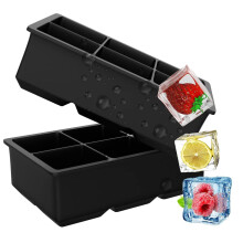 Frost Wave Large Silicone Ice Cube Tray, Set of 2 Black Square Reusable Ice Tray, BPA Safe Large Ice Cube Moulds, Suitable for Baby Food Storage