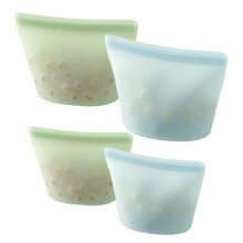 PandaEar 4 Pack Reusable Silicone Food Storage Bags, Leakproof Stand-Up Freezer Bags, Microwave & Dishwasher Safe, for Meal Prep, Snacks, Baby Food ?