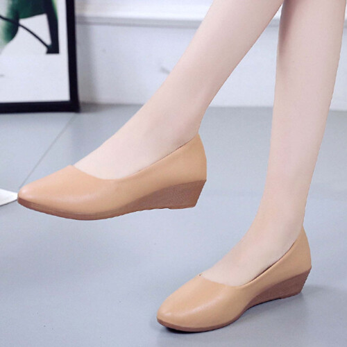 Γυναικεία παπούτσια Micro Wedges με μυτερή μύτη, μονόχρωμα, άνετα, άνετα, 8.5 (41) 2