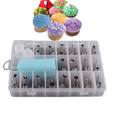Jatidne 24 Pieces Piping Bags and Nozzles Cake Decorating Kit Icing Bags and Nozzles Stainless Steel Flower Piping Nozzle Set