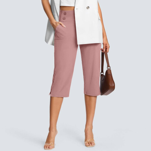 Γυναικείο παντελόνι Capri με ψηλή μέση, casual, κοντό παντελόνι, καλοκαιρινό παντελόνι, 1