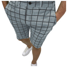 Bermuda Shorts for Men Plaid Five-point Pants Suit Shorts Have Pockets Button Pants,Green