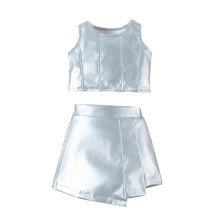 Sommerliche Mädchenoutfits, lässige Shorts-Sets für Kinder, modisches einfarbiges kurzes Kleid-Set für Mädchen, Partyanzug, Tanzkleidung, Weiß,