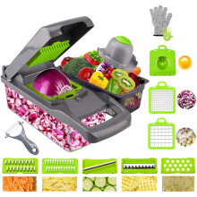 Ram? Mandoline 13 in 1 Vegetable Slicer Food Cutter and Shredder Food Dicer Interchangeable Blades Grater, Chopper, Food Container All in ONE Slicer