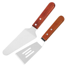 Wood and Metal Pizza Server Set – 2 Piece