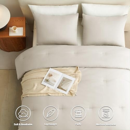Beige Microfiber Comforter Set with 2 Pillowcases 2