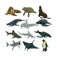 Jumbo safaridyrfigurer, 12 realistiske ville plastdyr med dinosaur-/sjødyr-/skogdyrsett