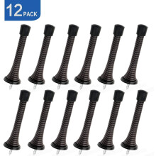 Conjunto de 12 batentes de porta de mola pretos, 7,9 cm (3-1/8") resistentes - Batente de porta flexível com ponteiras de borracha pretas de