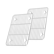 Cooling Rack Set of 2, Herogo Stainless Steel Wire Grill Rack for Baking Roasting Cooling, 24.8 x 19 x 1.5cm, Metal Rectangle Oven Shelf for Cake
