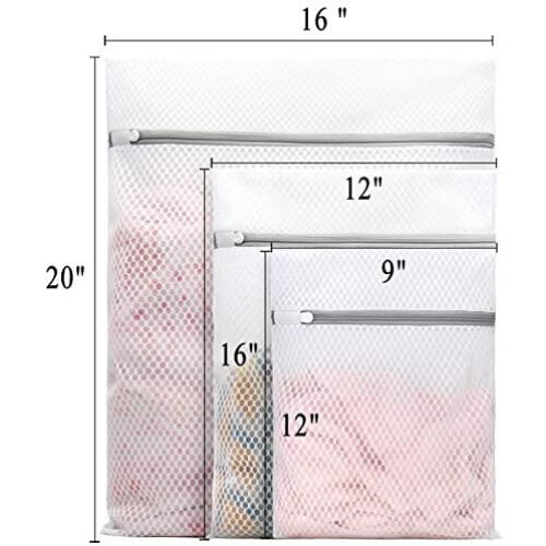 3Pcs Durable Honeycomb Mesh Laundry Bags for Delicates (1Large, 1Medium, 1Small) 1